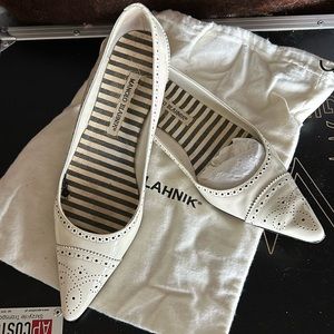 Worn once white patent “Petunia” Manolo Blahnik flats